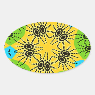 Elegant African-Inspired Spider Traditional Motif Oval Sticker