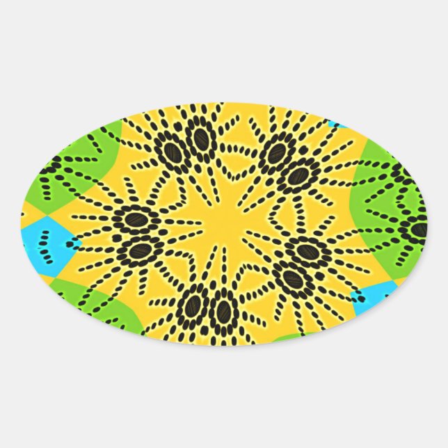 Elegant African-Inspired Spider Traditional Motif  Oval Sticker (Front)
