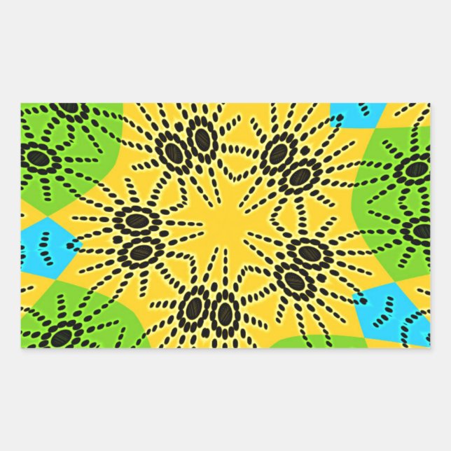 Elegant African-Inspired Spider Traditional Motif  Rectangular Sticker (Front)