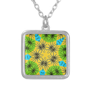 Elegant African-Inspired Spider Traditional Motif Silver Plated Necklace