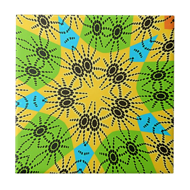 Elegant African-Inspired Spider Traditional Motif  Tile (Front)