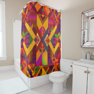 Elegant African Kente Geometric Contemporary Art Shower Curtain
