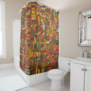 Elegant African Kente Geometric Contemporary Art Shower Curtain
