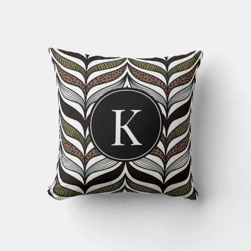 Elegant African Pattern with Custom Monogram Throw Pillow