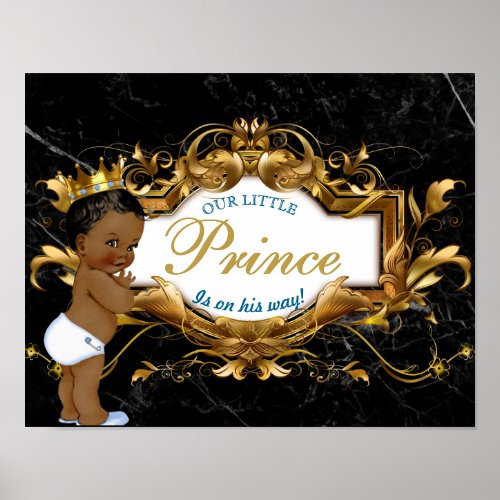 Elegant African Prince Black and Gold Poster