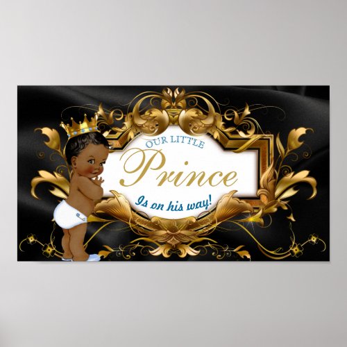Elegant African Prince Black Silk and Gold Poster