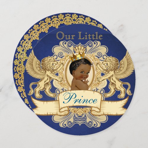 Elegant African Prince Royal Blue and Gold Invitation