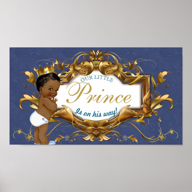 Elegant African Prince Royal Blue and Gold Poster (Front)