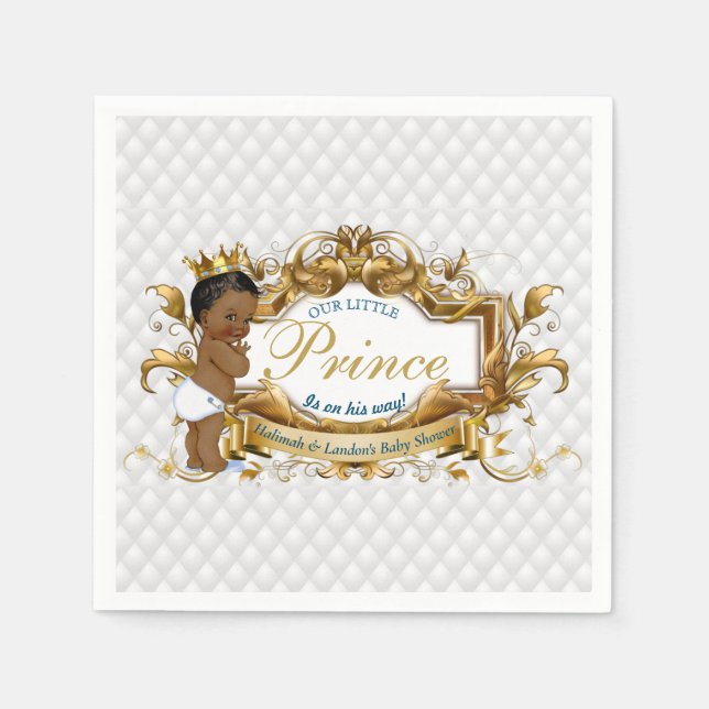 Elegant African Prince White Diamond Napkins (Front)