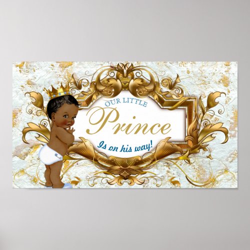 Elegant African Prince White  Gold Marble Poster