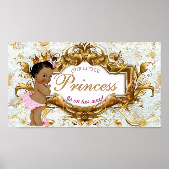 Elegant African Princess White & Gold Marble Poster (Front)