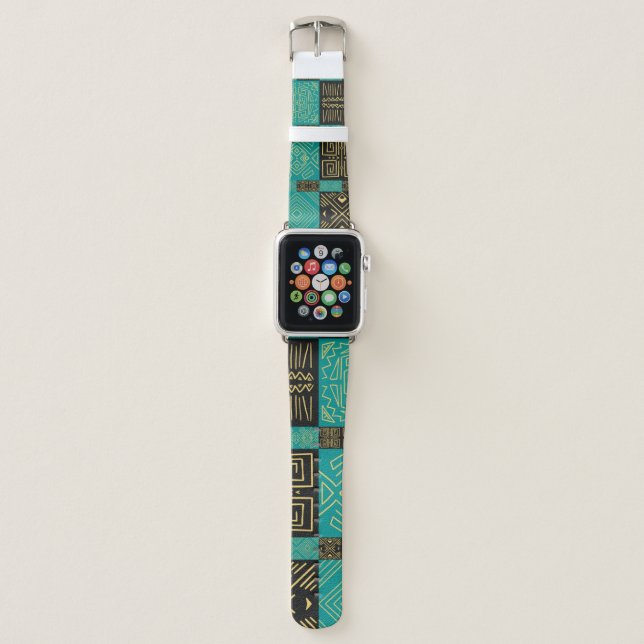 Elegant African Tribal Geometric Pattern Apple Watch Band (Front)