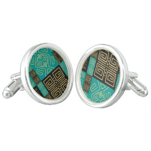 Elegant African Tribal Geometric Pattern Cufflinks
