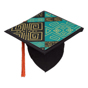 Elegant African Tribal Geometric Pattern Graduation Cap Topper