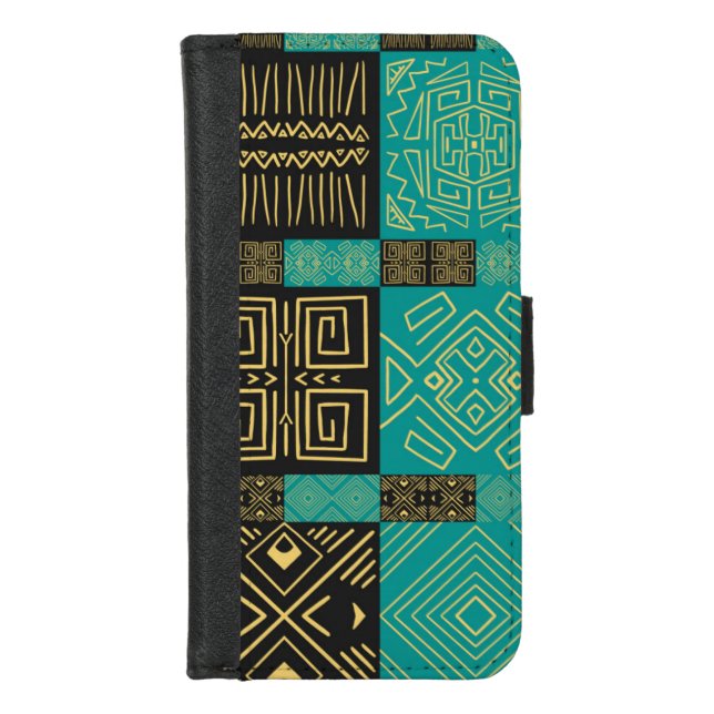 Elegant African Tribal Geometric Pattern  iPhone Wallet Case (Front)