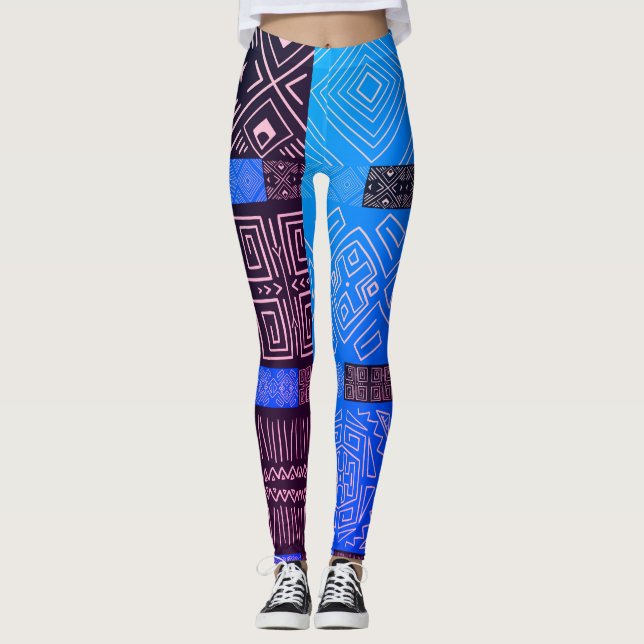 Elegant African Tribal Geometric Pattern  Leggings (Front)
