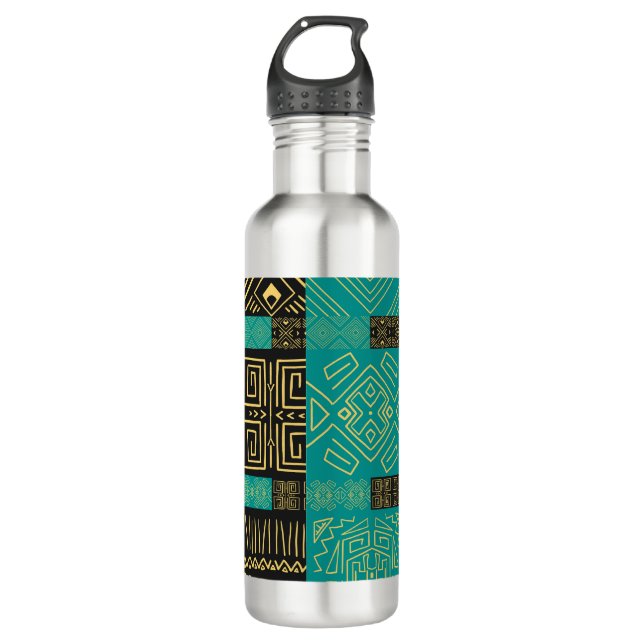 Elegant African Tribal Geometric Pattern  Stainless Steel Water Bottle (Front)