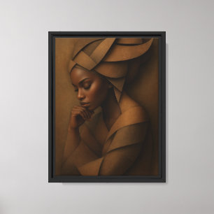 Elegant African Woman in Brown Robes Portrait Canvas Print