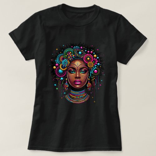 Elegant Afro American Black Girl with Bling  T_Shirt