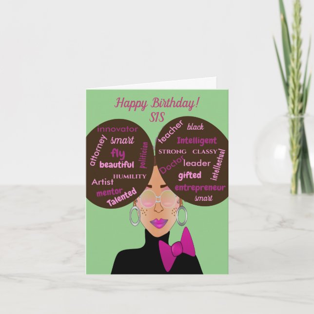 Elegant Afro American Cousin Birthday Card (Front)