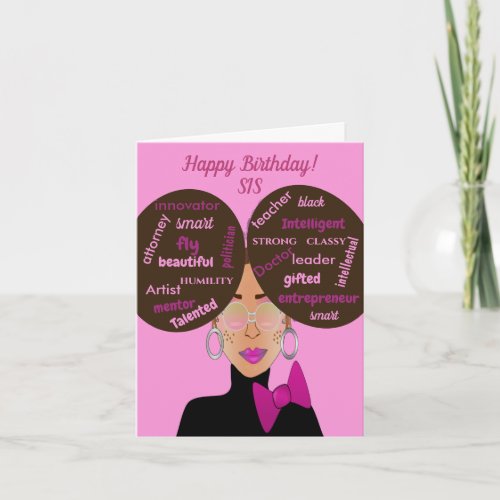 Elegant Afro American Sister Birthday Card