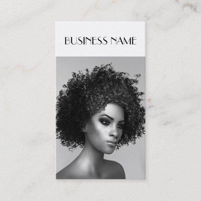 Elegant Afro Hair Business Card (Front)