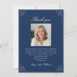 Elegant After Funeral Memorial Sympathy  Thank You Card