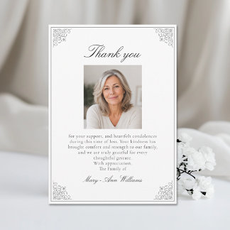 Elegant After Funeral Memorial Sympathy  Thank You Card