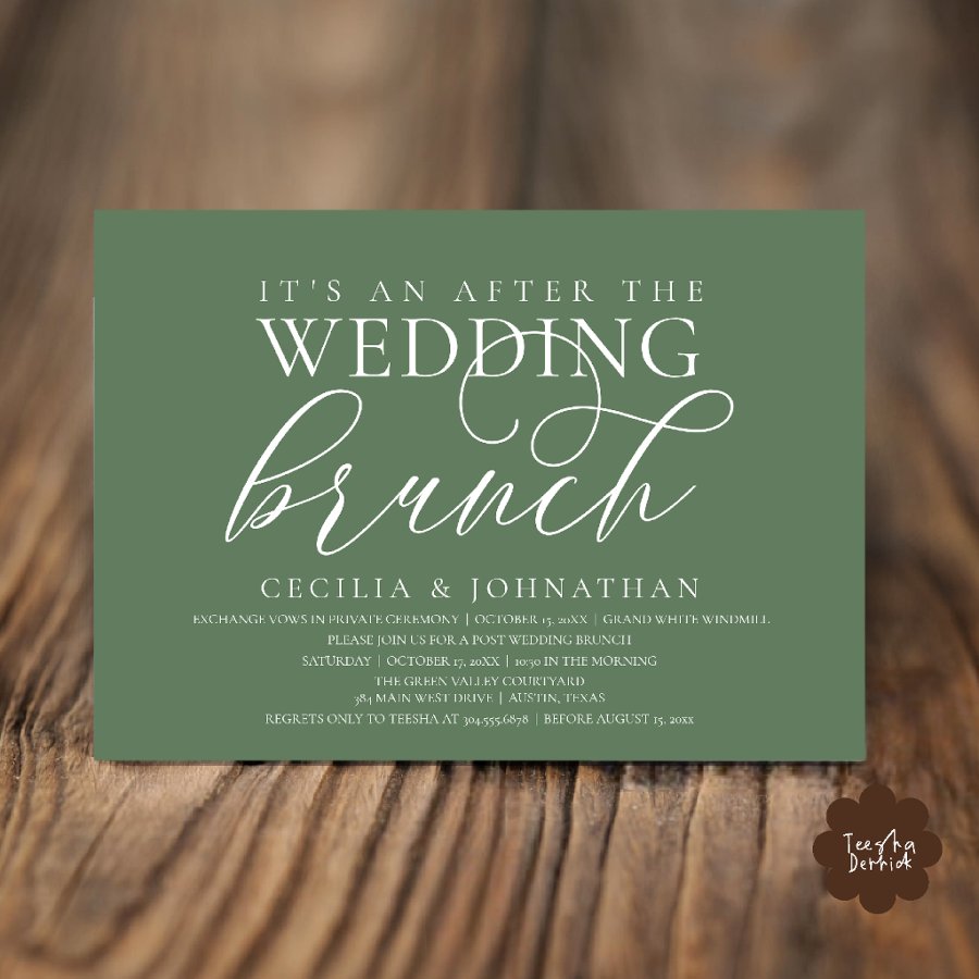 Elegant After The Wedding Brunch Forest Sage Green Invitation
