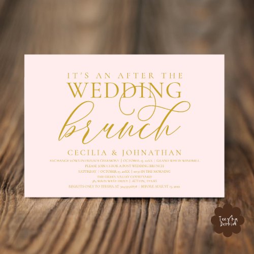 Elegant After The Wedding Brunch Modern Blush Gold Invitation