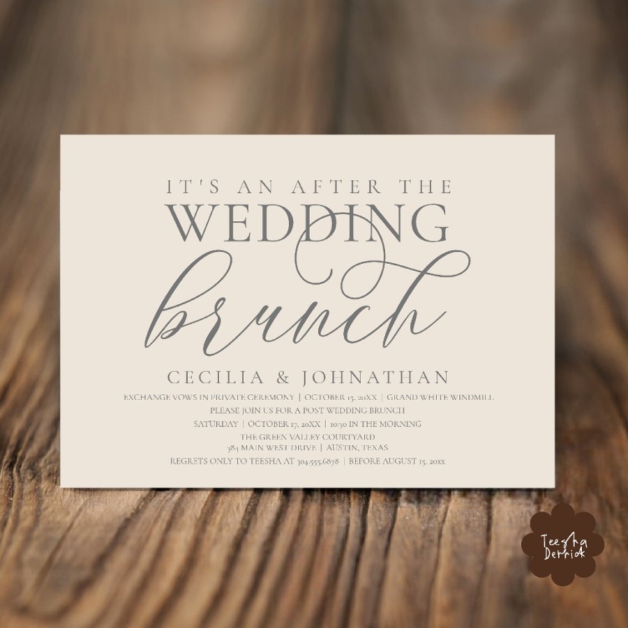 Elegant After The Wedding Brunch Modern Cream Grey Invitation