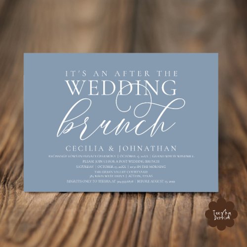Elegant After The Wedding Brunch Modern Dusty Blue Invitation