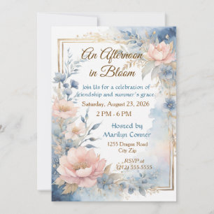 Elegant Afternoon in Bloom Floral Garden Luncheon Invitation