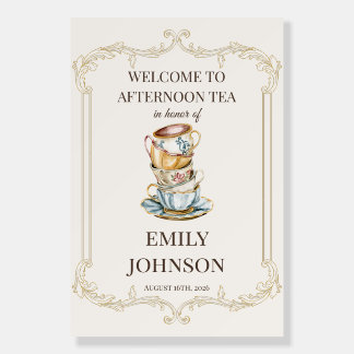 Elegant Afternoon Tea Bridal Shower Welcome Sign