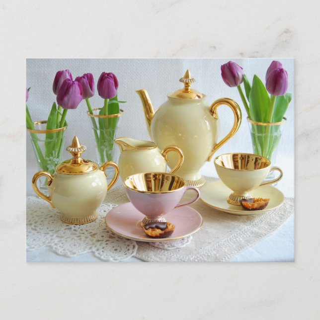 Elegant Afternoon Tea/Coffee Postcard (Front)
