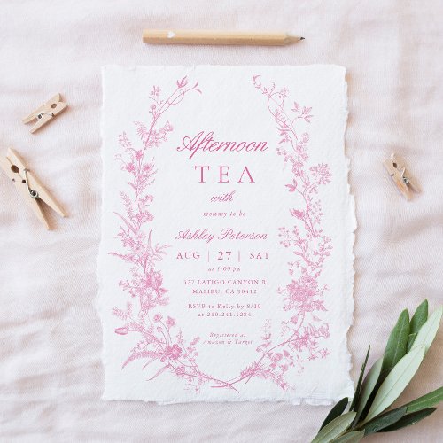Elegant Afternoon Tea Party Girl Baby Shower Invitation