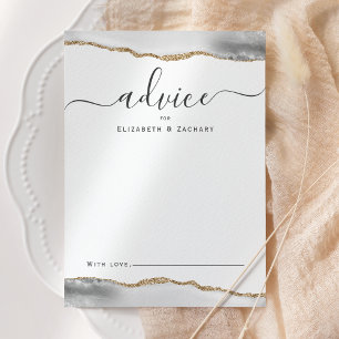 Elegant Agate Gray Gold Wedding Advice Card