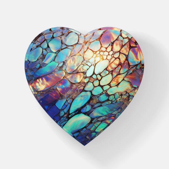 Elegant Agate  Opal Prism Gemstone Inspired Blues Paperweight (Front)