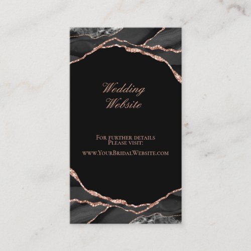 Elegant Agate Rose Gold Black Wedding Website Enclosure Card