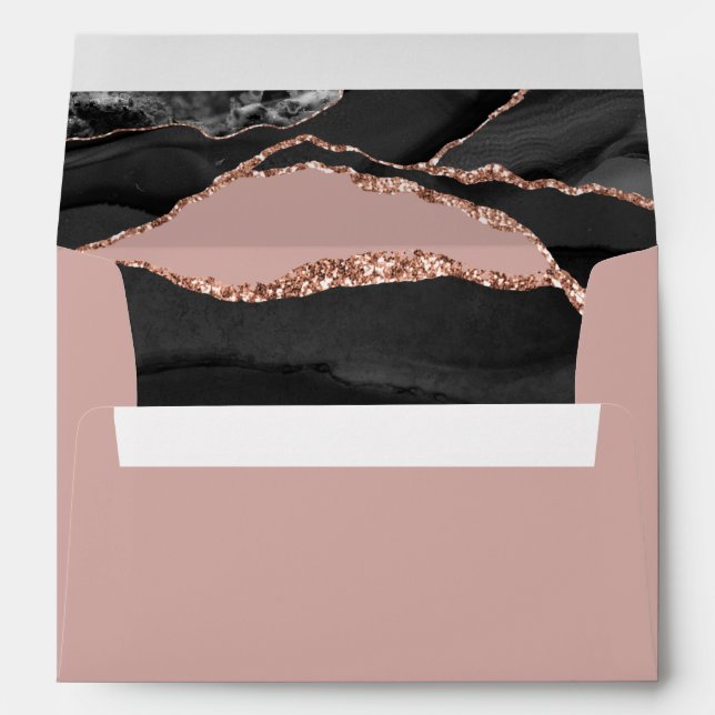 Elegant Agate Rose Gold Foil Wedding Envelope (Back (Bottom))