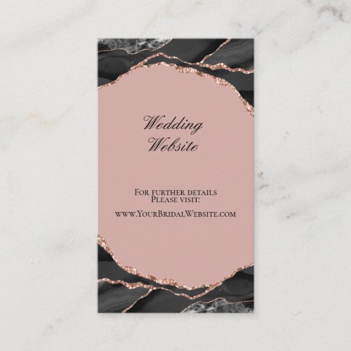 Elegant Agate Rose Gold Wedding Website Enclosure Card