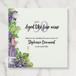 Elegant Aged Like Fine Wine 50th Birthday Party Favor Tags