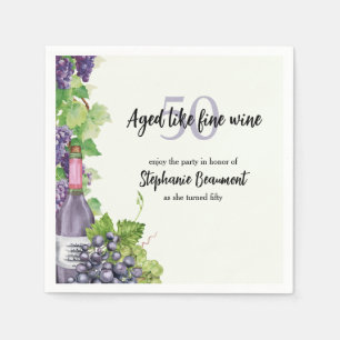 Elegant Aged Like Fine Wine 50th Birthday Party Napkins