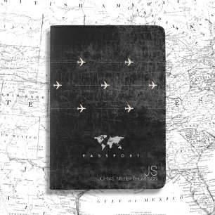 elegant aged look black travel passport holder