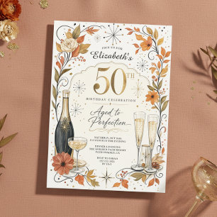 Elegant Aged to Perfection 50th Birthday Invitation