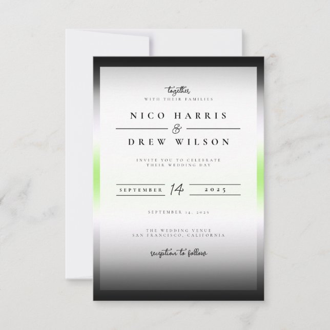 Elegant Agender Pride Wedding  Invitation (Front)