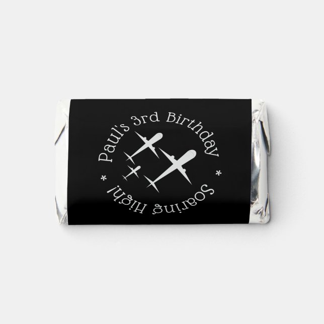 Elegant Airplanes in Formation, Black Personalized Hershey's Miniatures (Front)