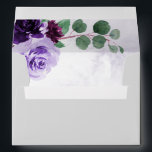 Elegant Airy Boho Floral Purple and Silver Wedding Envelope<br><div class="desc">Features a light silver-gray exterior in color hex code: #dedede that you can change to your color preference or leave as is.  The inside features an airy purple watercolor wash with a floral design element of eucalyptus greenery and various purple florals in shades of eggplant/plum,  burgundy,  lavender and more.</div>