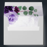 Elegant Airy Boho Floral Purple and Silver Wedding Envelope<br><div class="desc">Features a light silver-gray exterior in color hex code: #dedede that you can change to your color preference or leave as is.  The inside features an airy purple watercolor wash with a floral design element of eucalyptus greenery and various purple florals in shades of eggplant/plum,  burgundy,  lavender and more.</div>