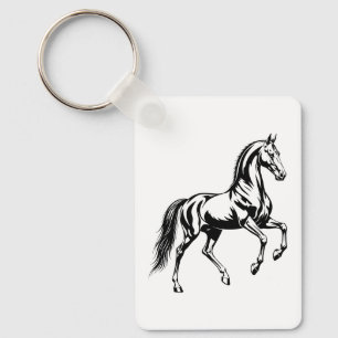 Elegant Akhal-Teke Horse Stylized Illustration Keychain